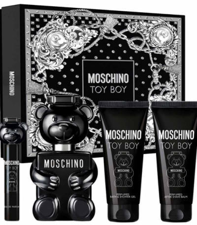 Coffret Moschino TOY BOY 4 pcs ( EDP 100 ml + EDP 10 ml +baume apres rasage 100 ml + gel douche 100 ml )