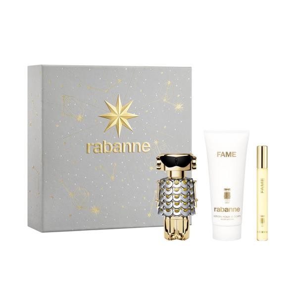 Coffret Paco Rabanne Fame 3 pcs (EDP 80 ml + EDP 10 ml + lait de corsp 100 ml ) Coffret Paco Rabanne Fame 3 pcs (EDP 80 ml + EDP 10 ml + lait de corsp 100 ml )