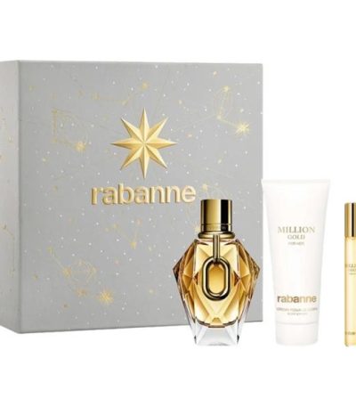 Coffret Paco Rabanne Million Gold 3 pcs ( EDP 90 ml + EDP 10 ml + lait de corps 100 ml )