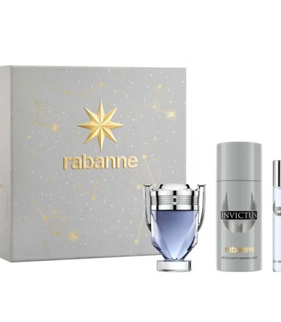 Coffret Rabanne Invictus 3pcs ( EDT100 ml +dro 150 ml +EDT10 ml)