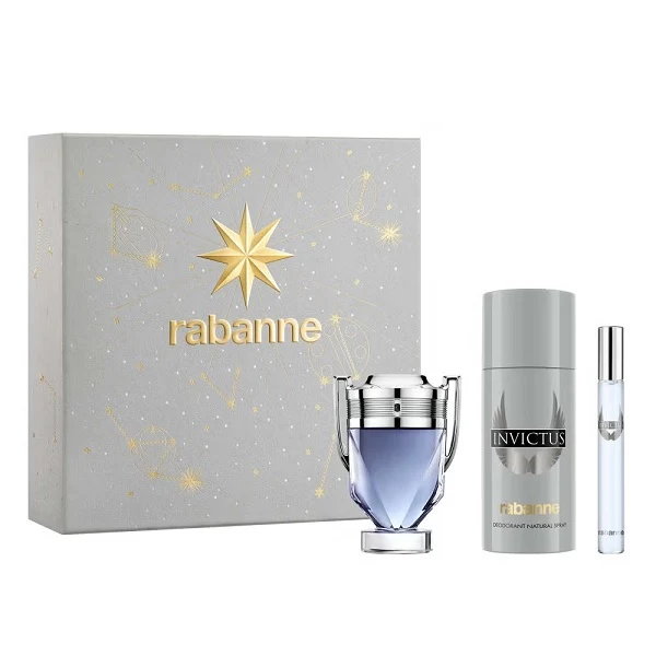 Coffret Rabanne Invictus 3pcs ( EDT100 ml +dro 150 ml +EDT10 ml) Coffret Rabanne Invictus 3pcs ( EDT100 ml +dro 150 ml +EDT10 ml)